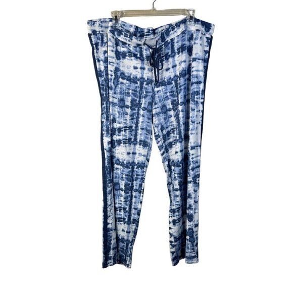 Lucky Brand Pants Women Large XXL Blue White Tie Dye Lightweight Soft Sleepwear - Picture 1 of 7